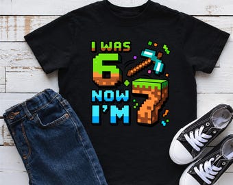 Funny 7th Birthday T-Shirt, I Was 6 Now I'm 7 Meme Tee, Number Meme Tee Top