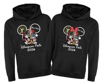 Personalised Family Disneyland Paris Hoodie, Group Family 2026 Vacation Trip, Disneyland 2026 Custom Name Hoodie, Adult Unisex Kids Hood Top
