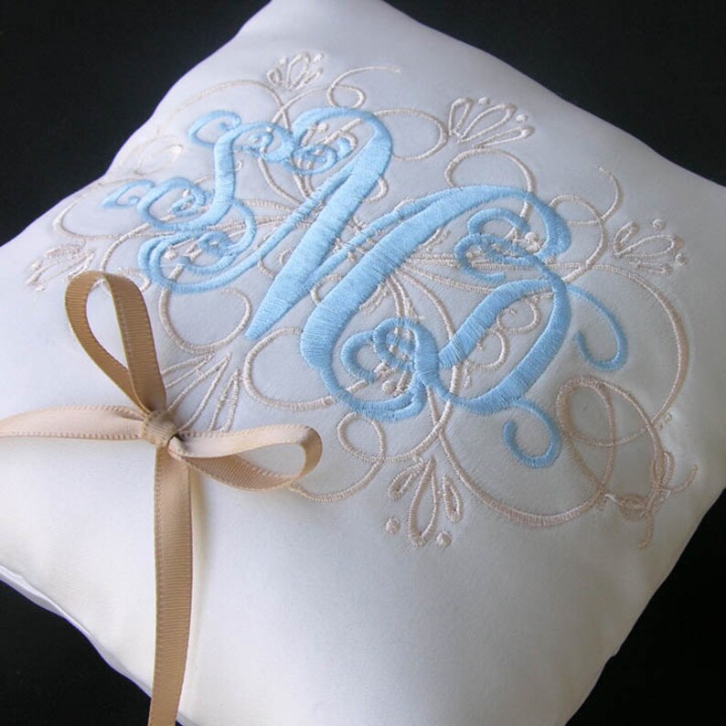 Wedding Ring Pillow with Custom filigree design and monogram Etsy