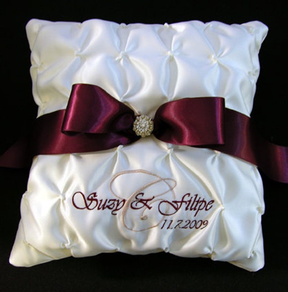 Wedding Ring Pillow with Custom Embroidery Etsy