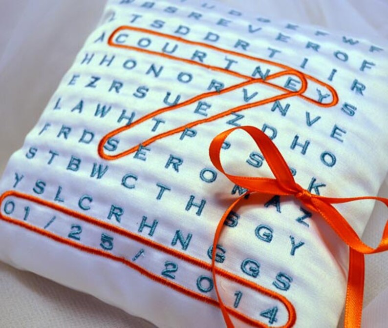Word Search Wedding Ring Pillow Etsy