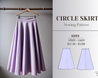 Circle Skirt Sewing Pattern, Instructions, Modest, Beginner, Milkmaid Long Maxi Skirt, Cottagecore, Plus Size, Digital, Pdf, Satin, xxxs 6XL