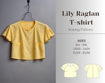 T-shirt Sewing Pattern Raglan Sleeve Top Pattern Women Easy Sewing Pattern Digital Pdf Cottagecore Top Pattern Plus Size Tshirt
