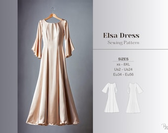 boho maxi dress pattern pdf easy summer dress sewing pattern womens long dress pdf cottagecore gown pattern