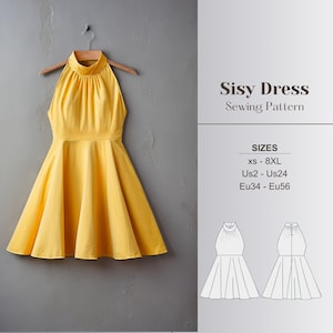 Mini Dress Pattern Halter Neck Dress Sewing Coctail Dress Pattern Gown Sewing Prom Dress Sewing Party Dress Pattern Satin Dress Pattern