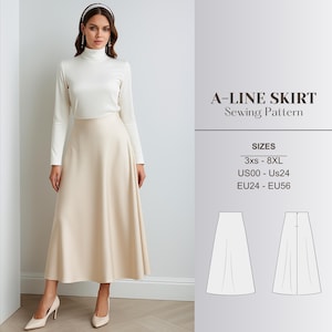 Modest Maxi Skirt Sewing Pattern Flowy Skirt PDF Beginner Friendly A Line Style Skirt Printable DIY Long Skirt Digital Pattern
