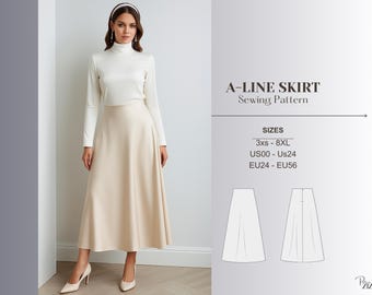 Modest Maxi Skirt Sewing Pattern Flowy Skirt PDF Beginner Friendly