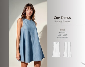 Mini tent dress sewing pattern beginner friendly a line dress pdf digital diy shift dress capsule wardrobe holiday party outfit