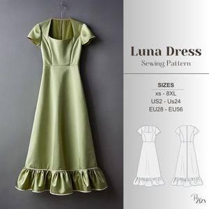 Cottagecore Dress Sewing Pattern Midi Dress Digital Pattern PDF Summer Dress Sewing Linen Dress Pattern Easy Sewing for beginners Pattern