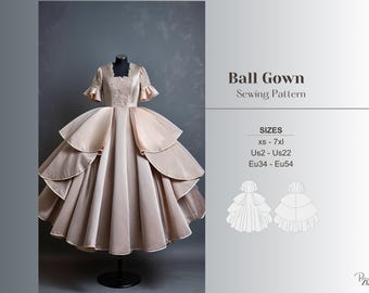 Renaissance Dress Sewing Pattern Medieval Ballgown Sewing Halloween Dress Pattern Regency gown Sewing Prom Dress Pattern
