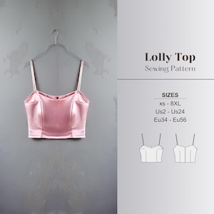 Bustier Pattern Crop Top Sewing Strap Top Pattern Easy Women Top Sewing Satin Top Pattern Corset Top Sewing Sleeveless Top Pattern