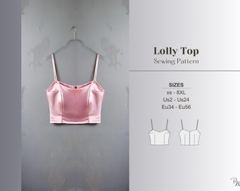 Bustier Pattern Crop Top Sewing Strap Top Pattern Easy Women Top Sewing Satin Top Pattern Corset Top Sewing Sleeveless Top Pattern