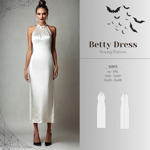 Halter Neck Dress Sewing Pattern Bridal Gown PDF Ball Gown Pattern Sexy Dress Sewing Prom Dress Pattern Halloween Costume Sewing Party Dress