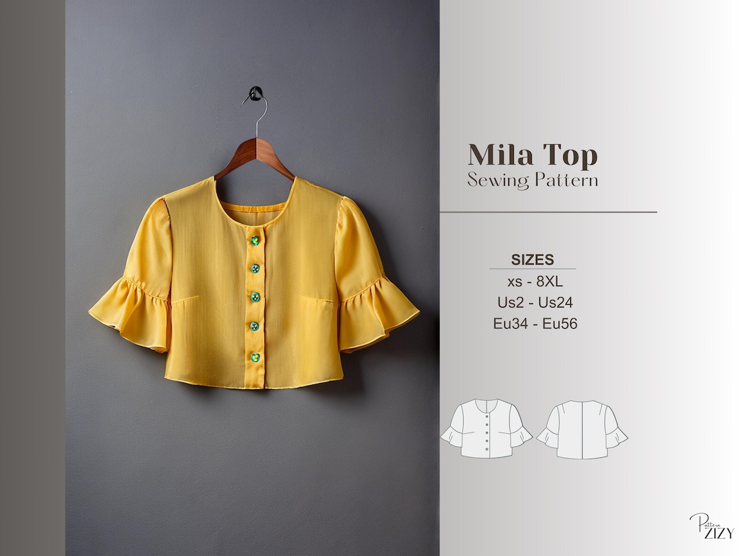 Summer Shirt Sewing Pattern Loose Fit Top PDF Short Sleeve Blouse ...