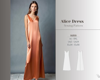 Maxi dress sewing pattern pdf beginner friendly flowy dress pattern sleeveless dress printable digital sewing pattern for women