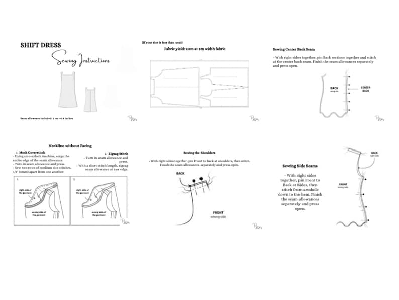 Shift Dress Pattern Mini Simple Dress Pattern Easy Dress PDF Linen ...