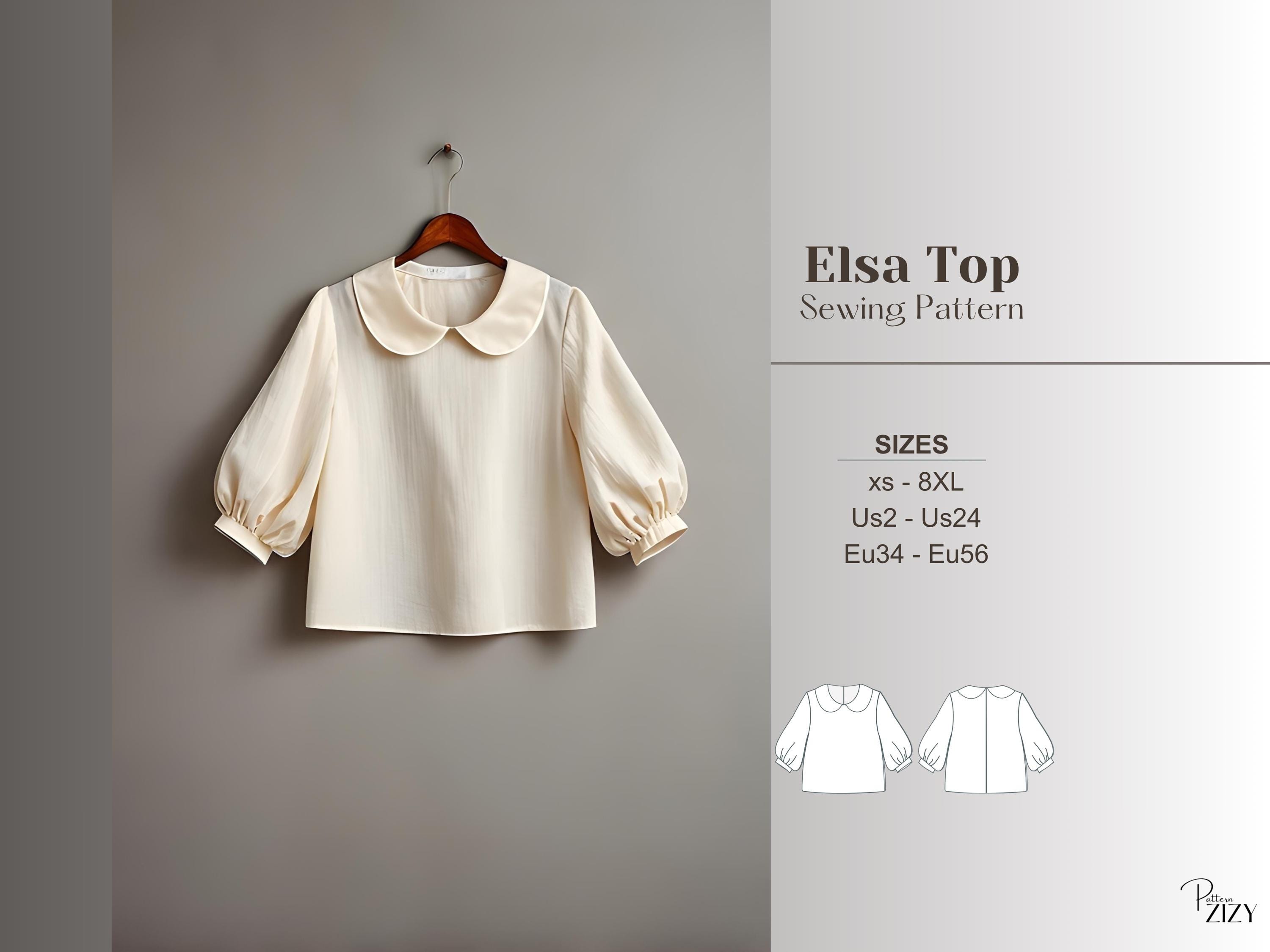 Puff Sleeve Blouse Sewing Pattern Peter Pan Collar Top Pdf Beginner ...