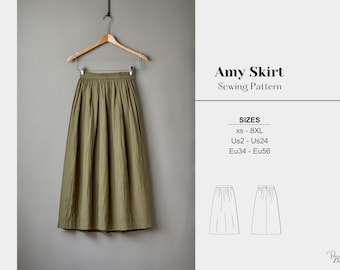 Linen Skirt Pattern Gathered Skirt Sewing Long Skirt Pattern Modest Skirt Sewing Maxi Skirt Pattern Easy Skirt Pattern Beginner Cottagecore