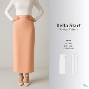 Straight skirt sewing pattern maxi skirt pattern pdf high waist slim fit long skirt easy beginner sewing digital download