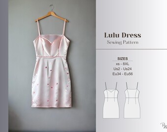 Mini Dress Pattern v neck dress sewing Corset dress pattern strap dress Pattern Ball Gown Sewing Strap Gown Pattern Coctail Dress Pattern