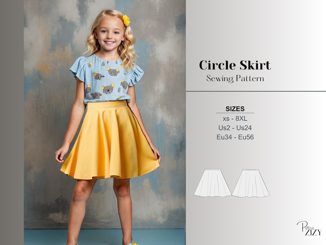 Circle Skirt Pattern for Girls Sewing Pattern for Kids Skirt