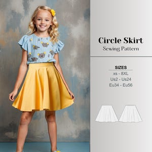 Patron de jupe rond pour fille Patron de couture pour enfants Patron de jupe Patron de mini-jupe Couture facile