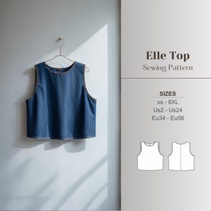 Tank Top Sewing Pattern PDF Easy Crop Top Pattern for Beginners Linen Summer Blouse Pattern