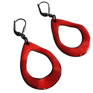 Narinj, double-sided sterling and enameled copper earrings