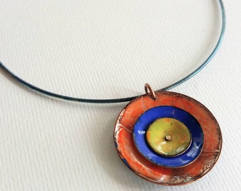 Dasha, sterling silver, enamel necklace