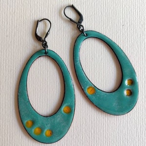 Rina, double-sided sterling silver, enamel earrings