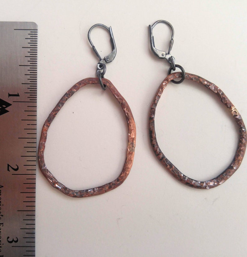 Hoops I, sterling silver and copper earrings image 5