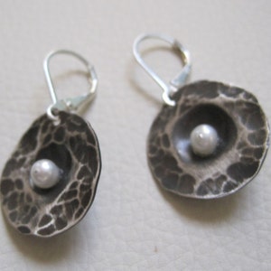 Unearthed VII, Sterling Silver and Pearl Earrings image 3