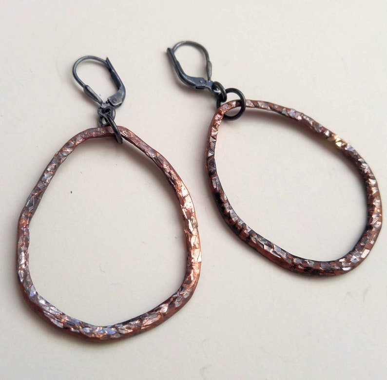 Hoops I, sterling silver and copper earrings image 4