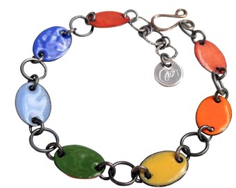 Over the Rainbow II, sterling and enamel bracelet