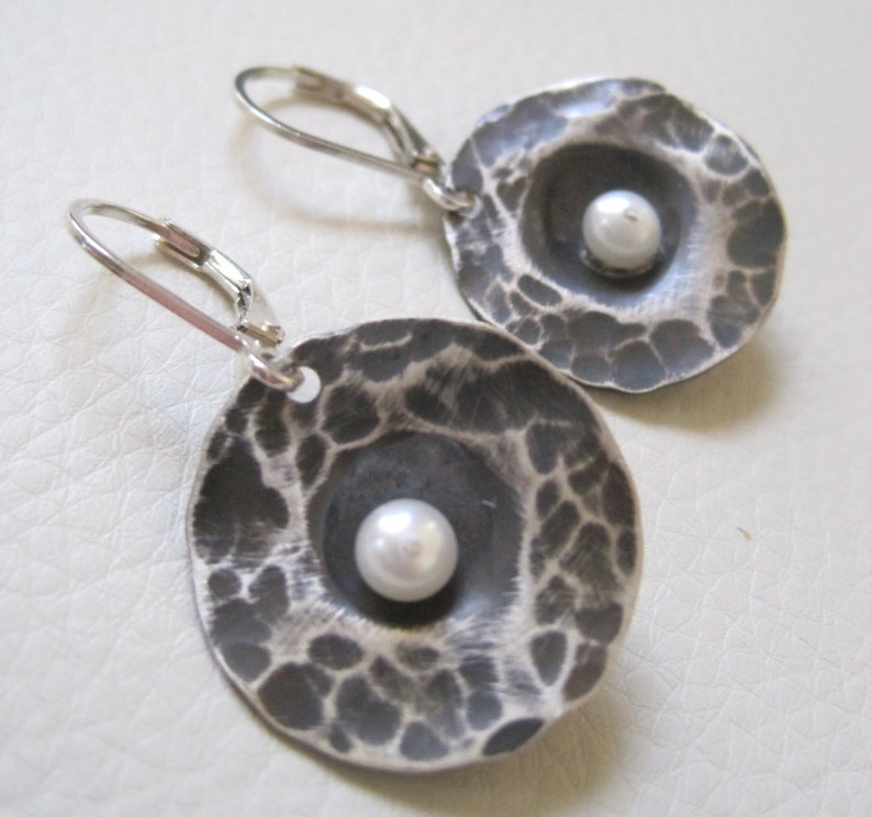 Unearthed VII, Sterling Silver and Pearl Earrings image 2