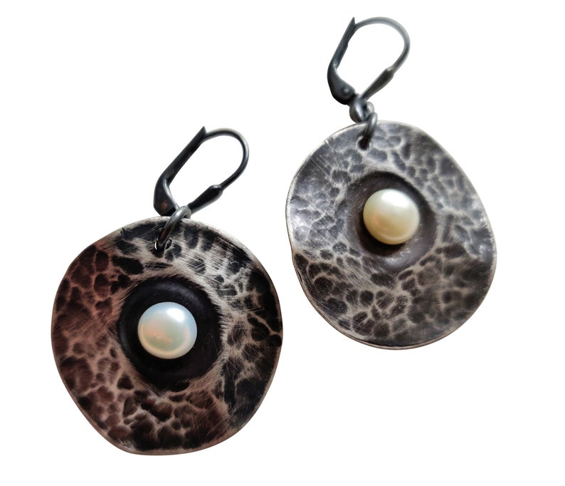 Unearthed VII, Sterling Silver and Pearl Earrings image 1