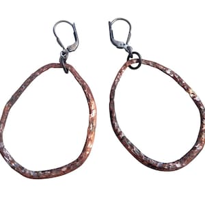 Hoops I, sterling silver and copper earrings image 1