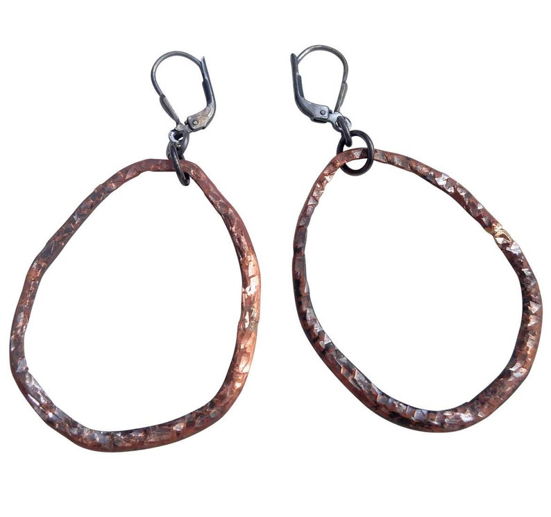 Hoops I, sterling silver and copper earrings image 1