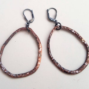 Hoops I, sterling silver and copper earrings image 2