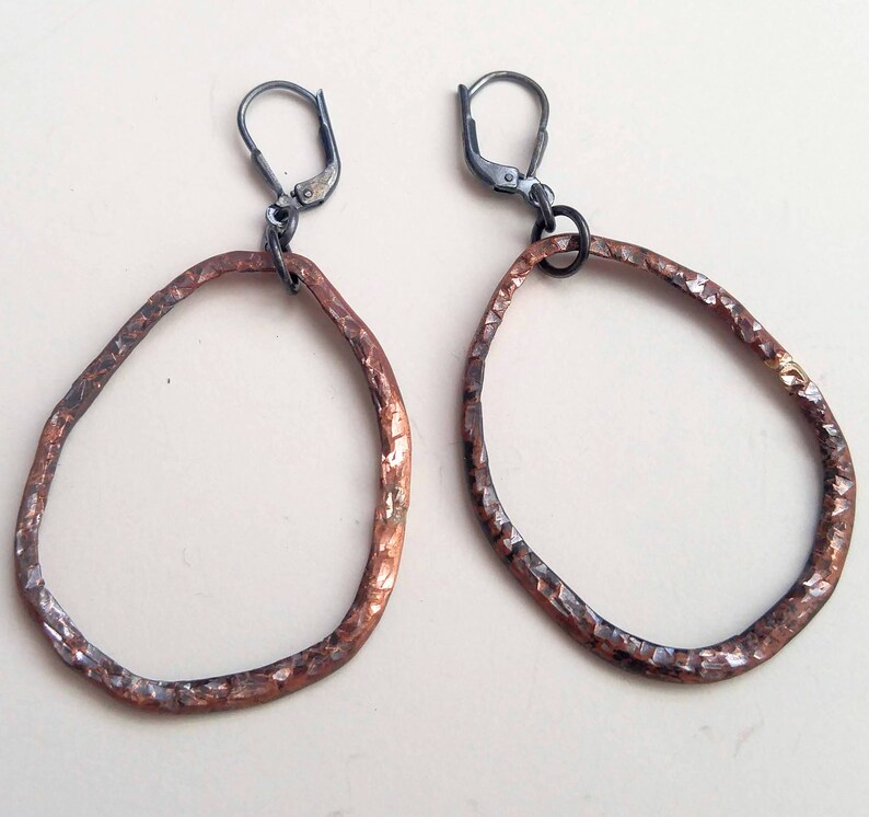 Hoops I, sterling silver and copper earrings image 2