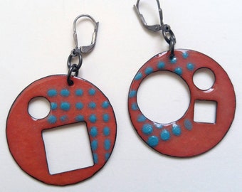 Lana, sterling and enameled copper earrings