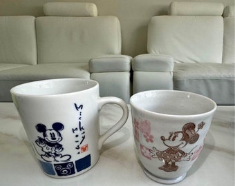 Disney Mickey Mouse and Minnie Mouse Pair Japanese mug & cup - Japan Sango - Rare