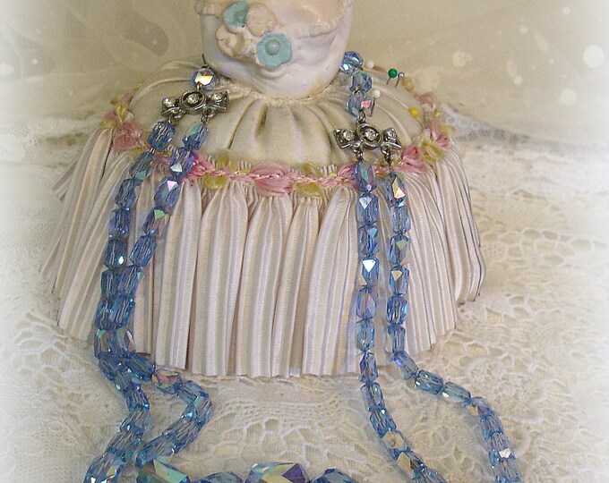 Vintage Double Strand Swarovski Crystal Necklace Mid Century Etsy