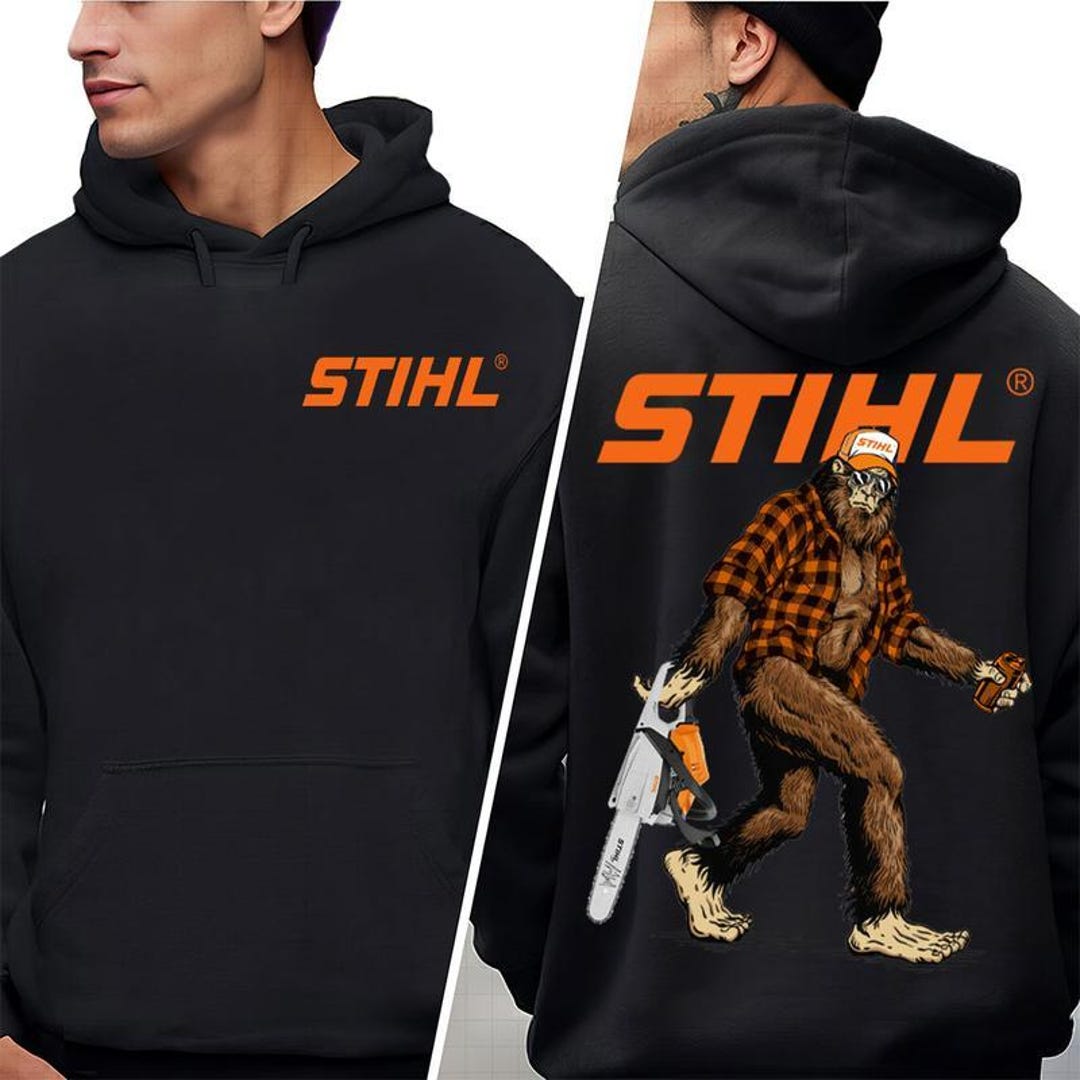 Bigfoot Stihl Unisex Cotton Hoodie, Powerful Lightweight Chainsaw