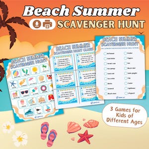 Beach Scavenger Hunt Printable for Kids | Fun Beach Adventure Game | Instant Download | Outdoor Summer Activity for Children