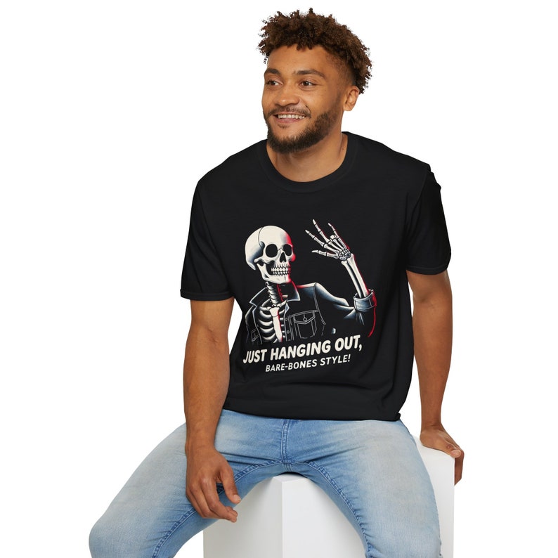 T-Shirt Unisex scheletro, camicia grafica scheletro, maglietta festa di Halloween, regali divertenti, maglietta scheletro immagine 8