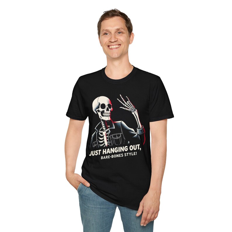 T-Shirt Unisex scheletro, camicia grafica scheletro, maglietta festa di Halloween, regali divertenti, maglietta scheletro immagine 6