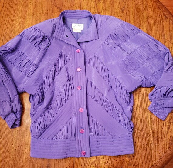 Blue violet 80s silk jacket
