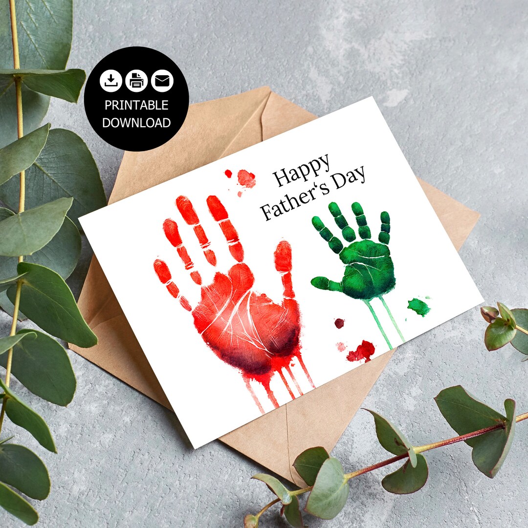 Fathers Day Handprint Card Printable Fathers Day Gift From Son ...