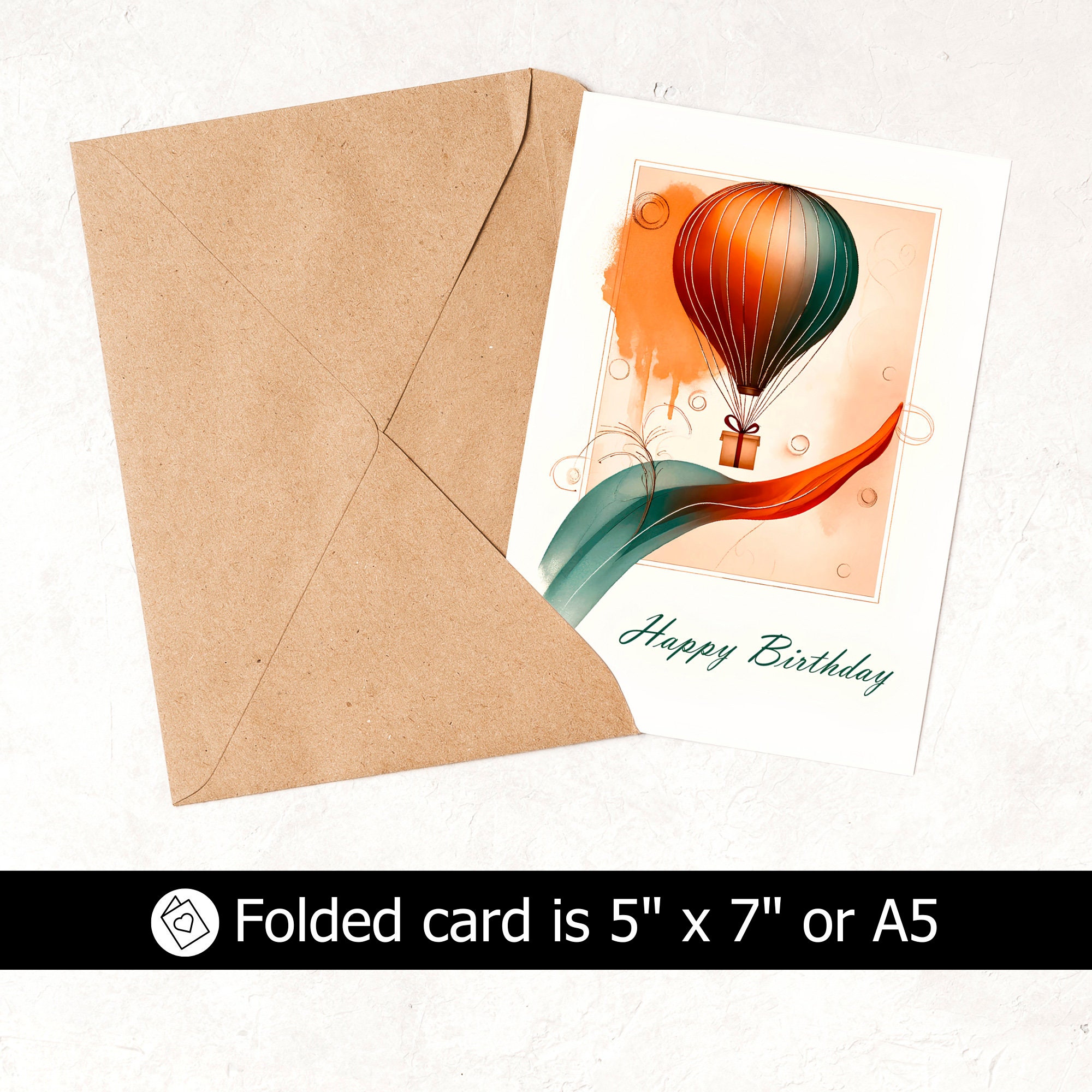Hot Air Balloon Birthday Card Printable Birthday Card Balloon Card ...